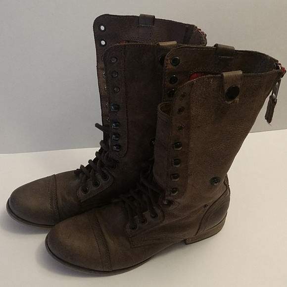 Steve Madden distressed fold over combat boots - Picture 7 of 8